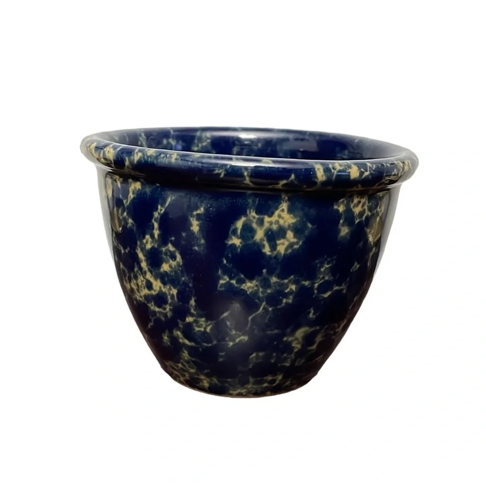 Bennington Potters 1875 Vermont Splatter Cobalt Blue 4 Inch Tall Vintage Bowl
